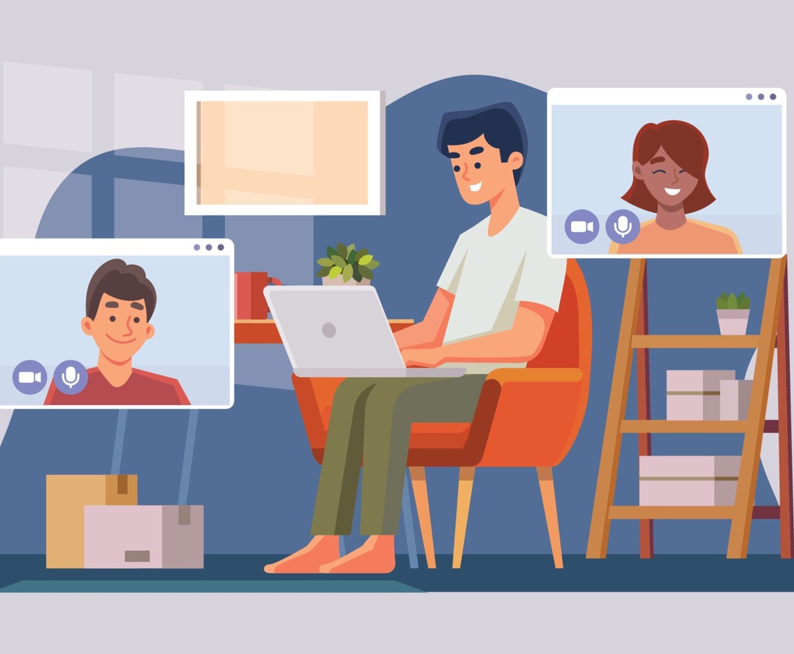 A Man Speak Talk On Video Call At Home