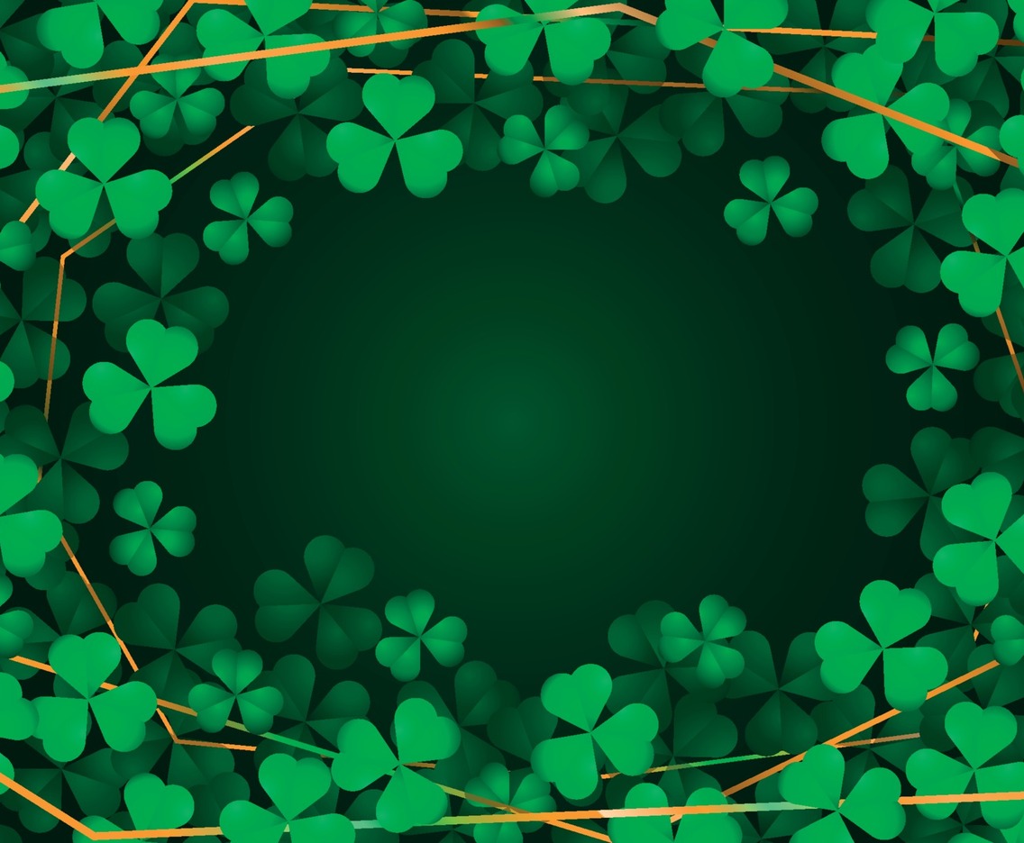 Green clovers scnery with gold wires