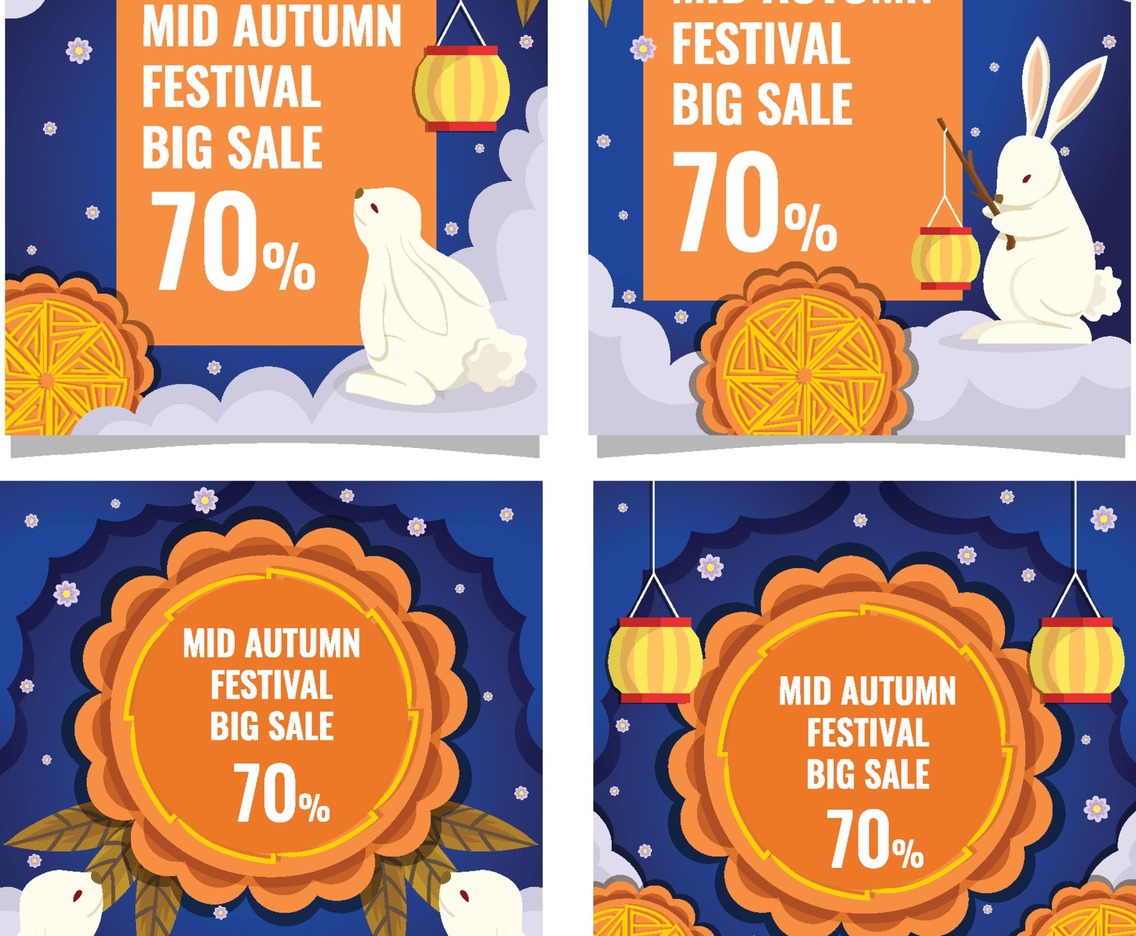 Mid Autumn Festival Elements Marketing Cards