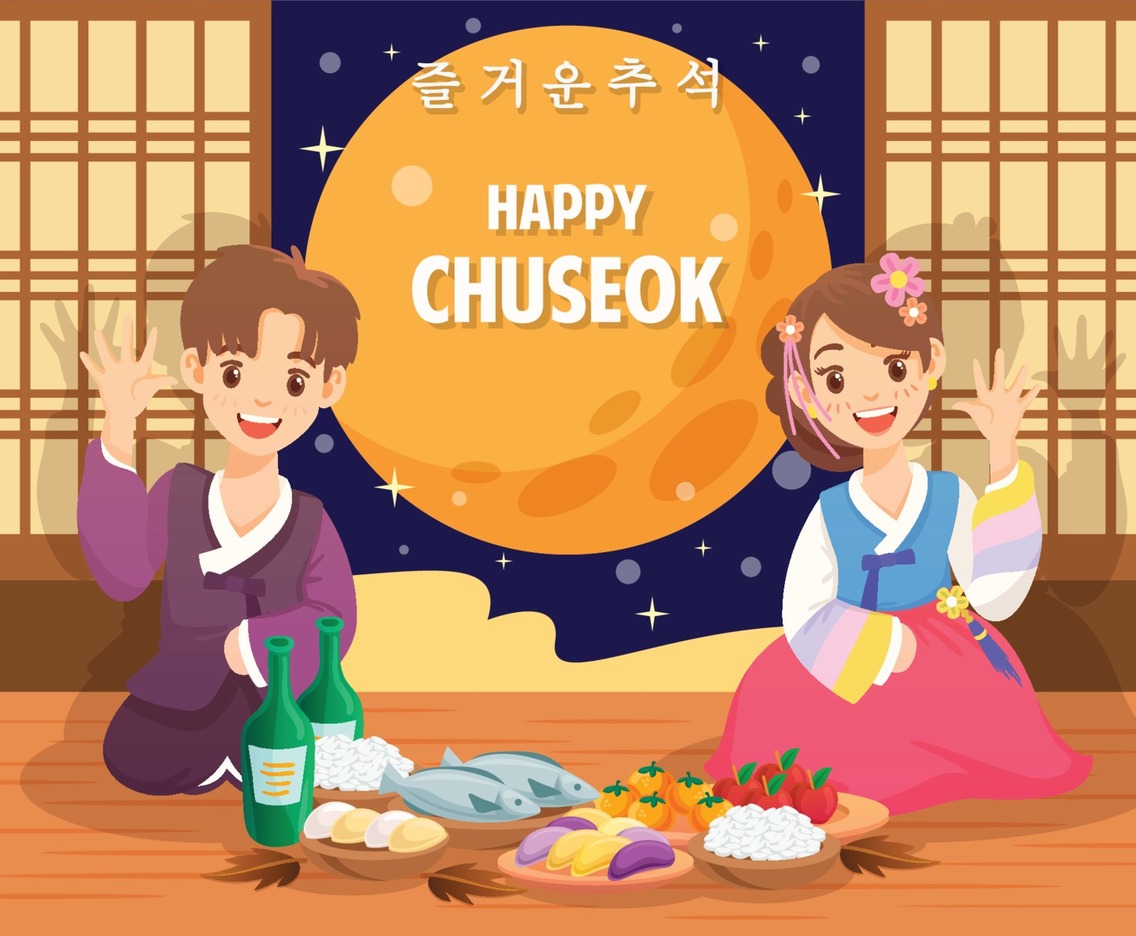 Cute Couple Celebrate Chuseok Day
