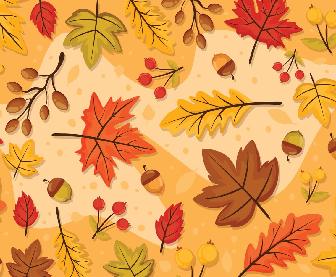 Fall Autumn Floral and Leaves Background