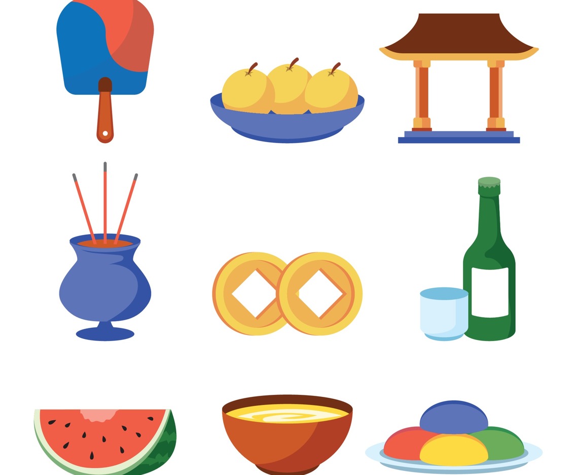Chuseok Mid Autumn Icon Set