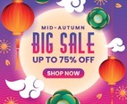 Mid-autumn sale gradient square poster