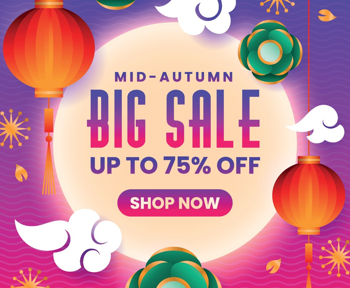 Mid-autumn sale gradient square poster