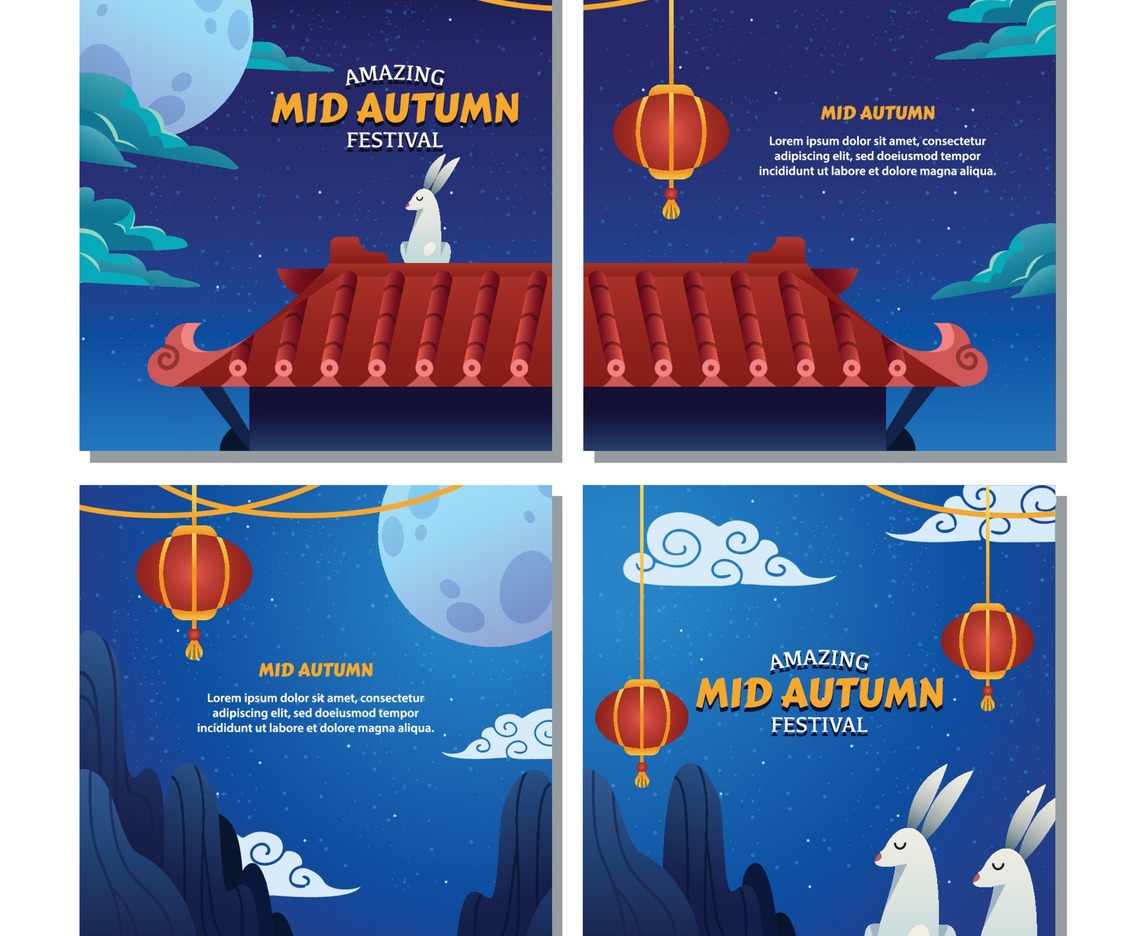 Mid autumn social media post design