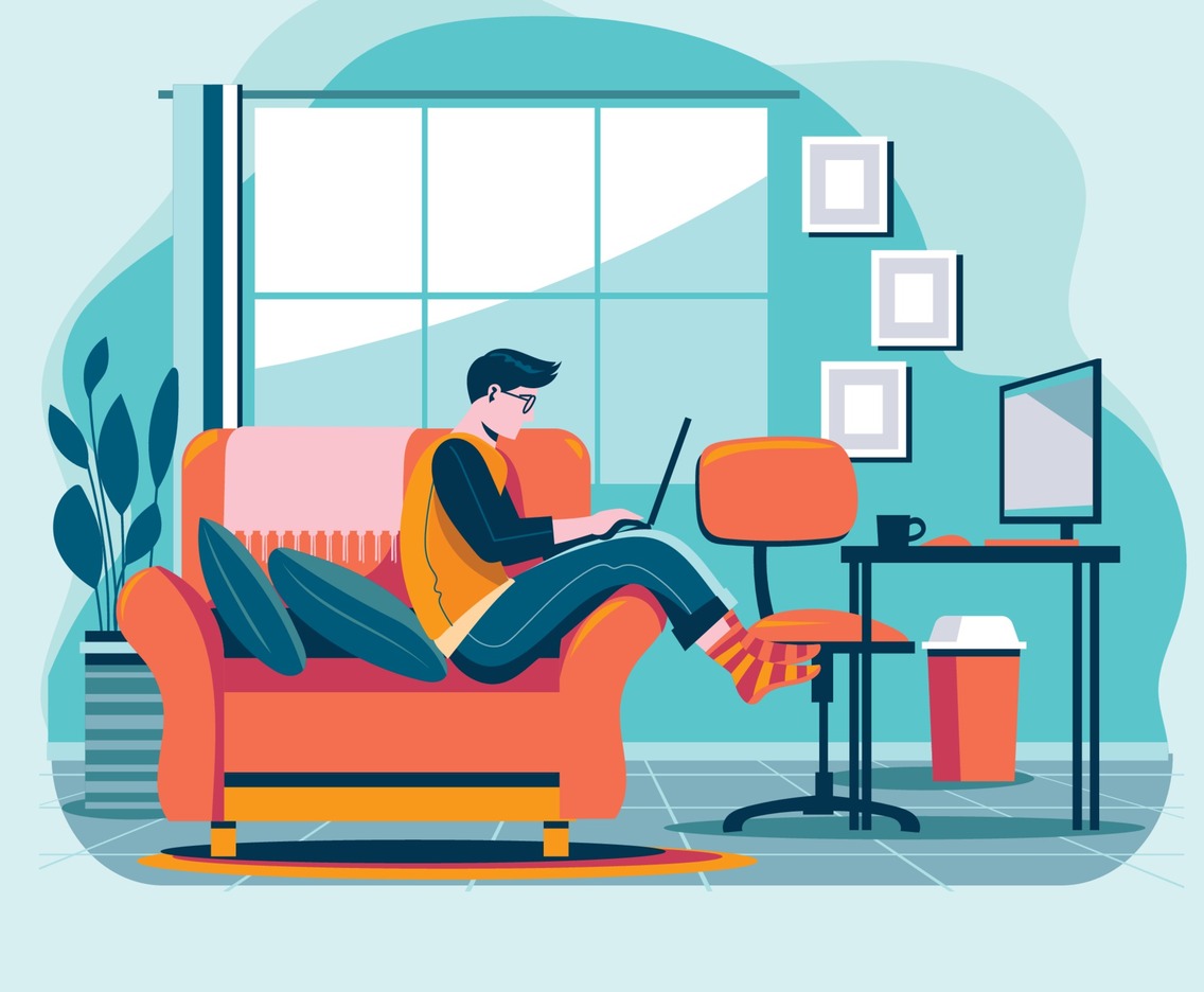 Young Businessman Enjoy Work From Home