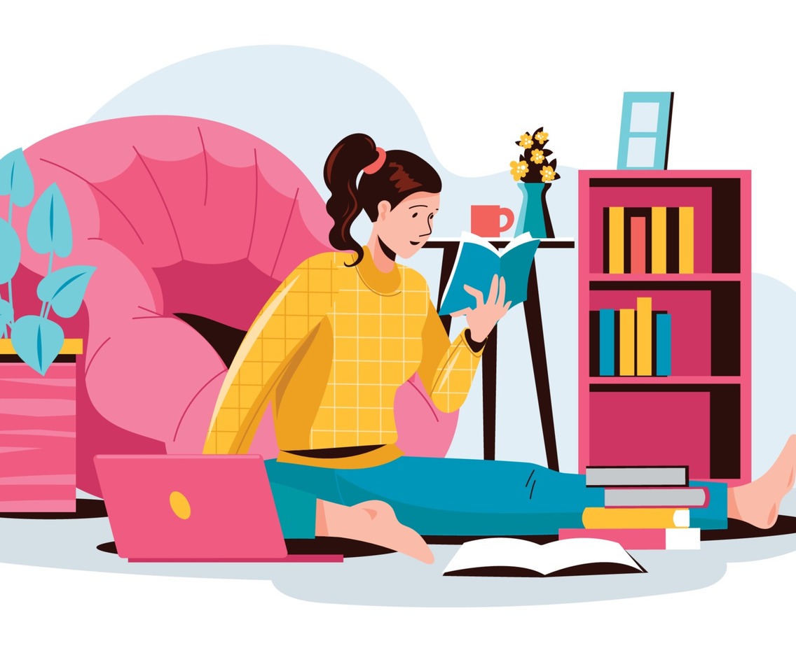 Young Girl Online Studying at Home