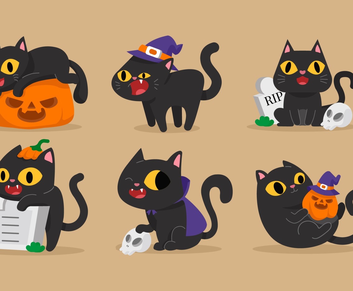 Cute Black Cat in Halloween Theme Collection