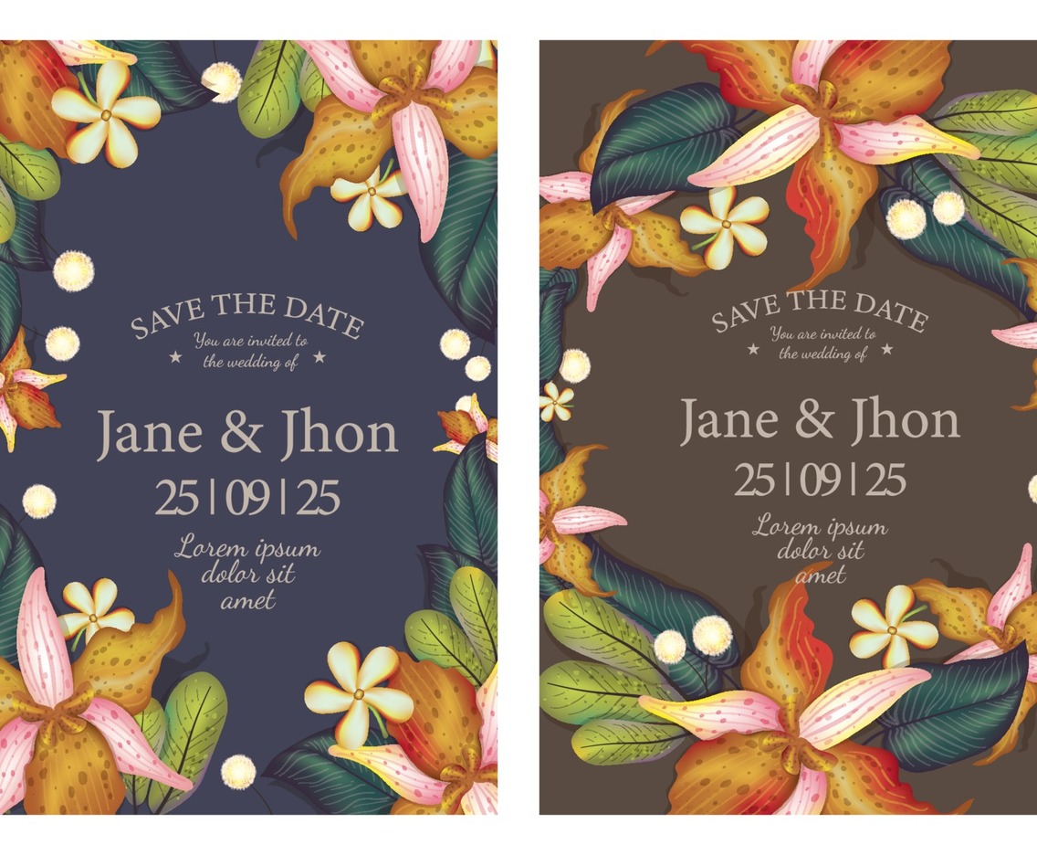 Realistic Floral Invitation Card Concept