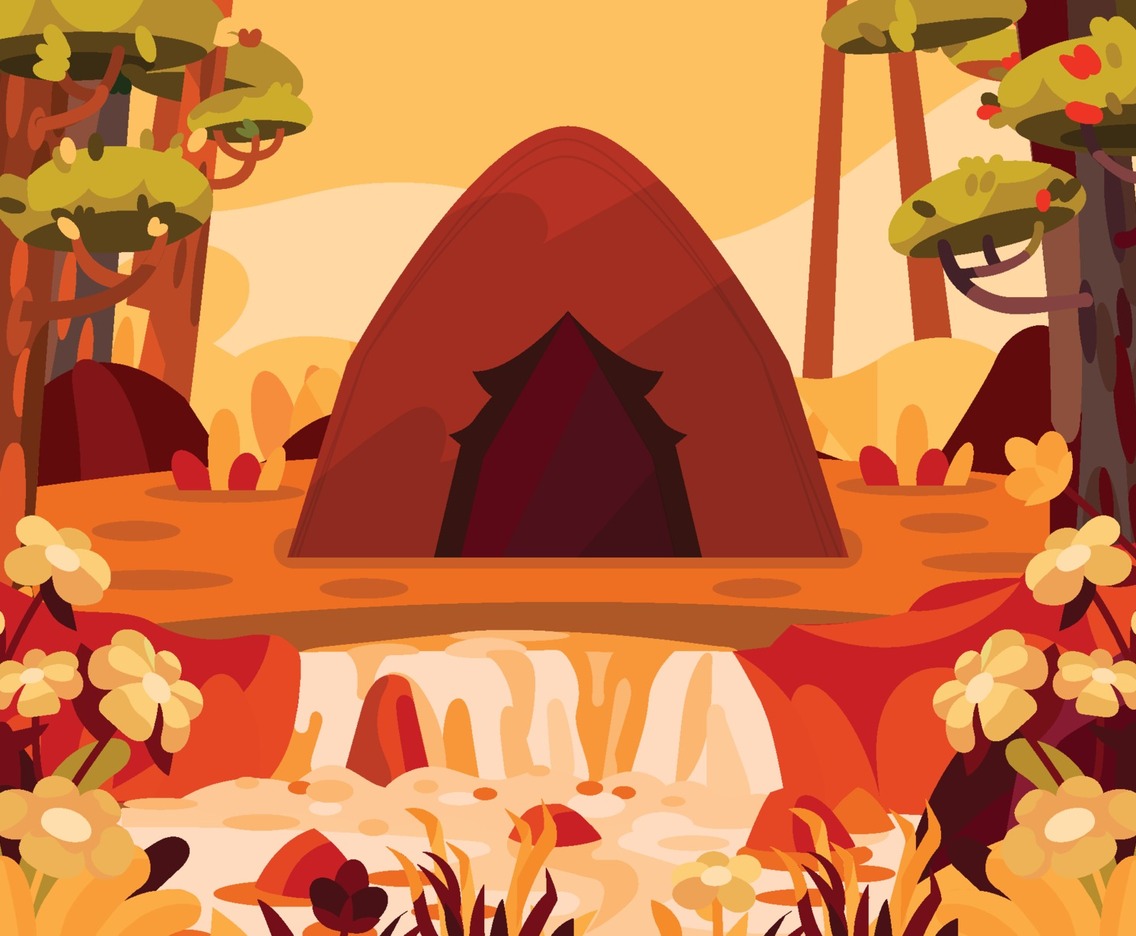 Camping in Beautiful Autumn Forest Near River