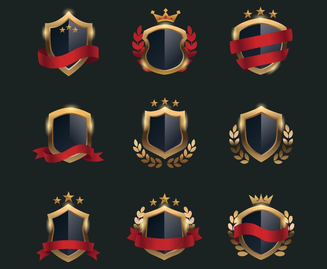 Set of Golden Shield Template