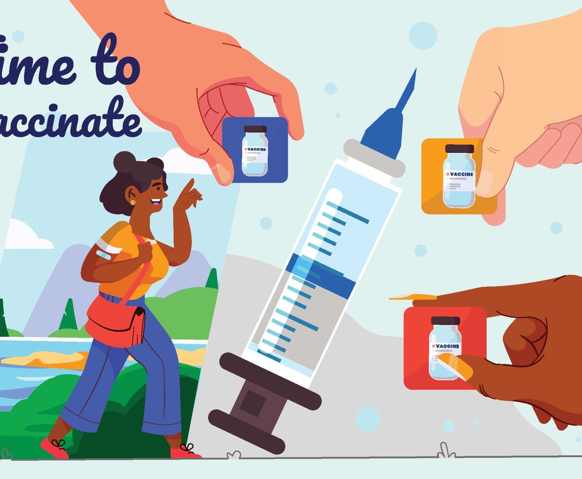 Woman and Various Vaccine Medicine Concept