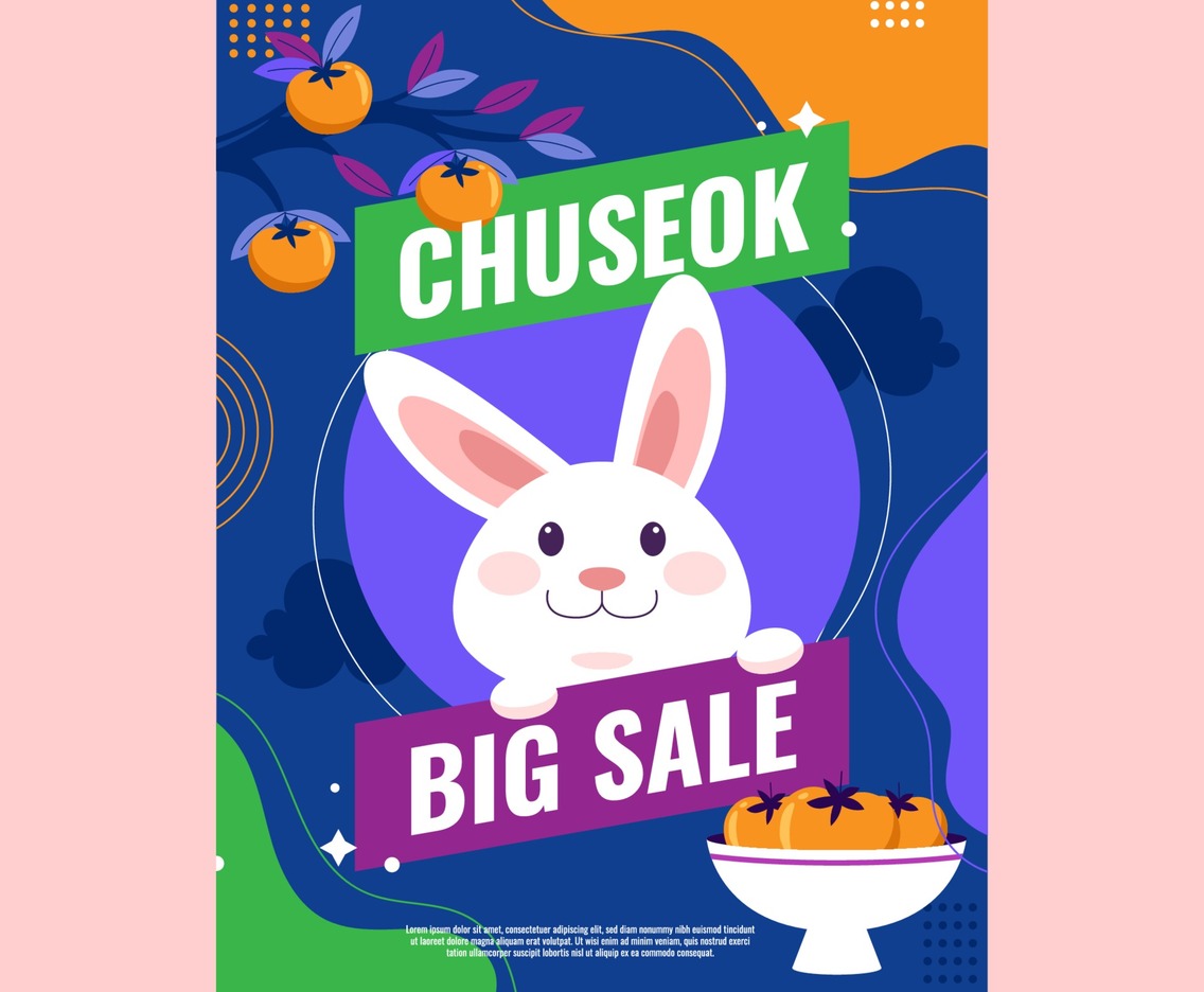 Cute Rabbit on Chuseok Sale Poster