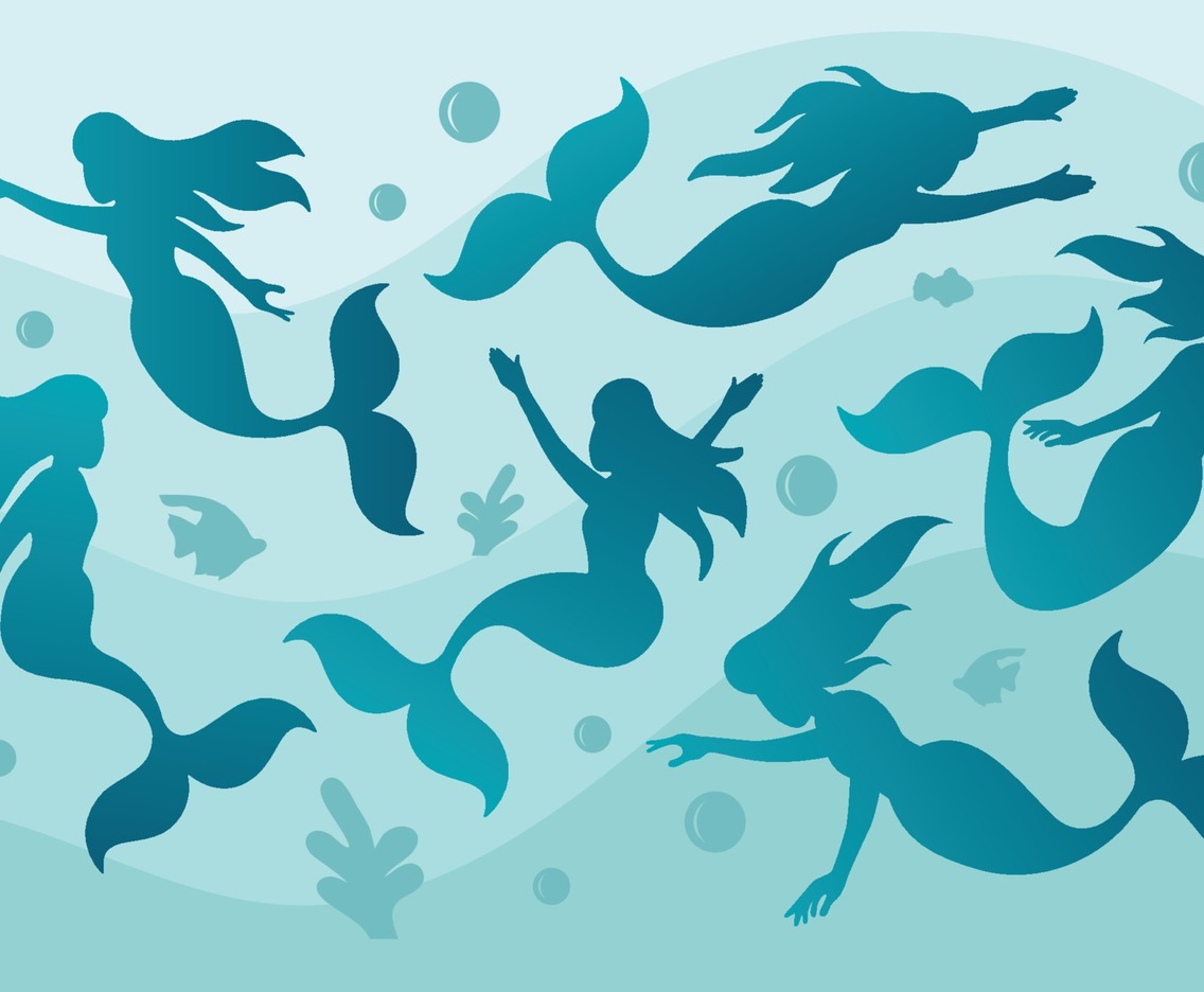 Mermaid Silhouette Character Template Set