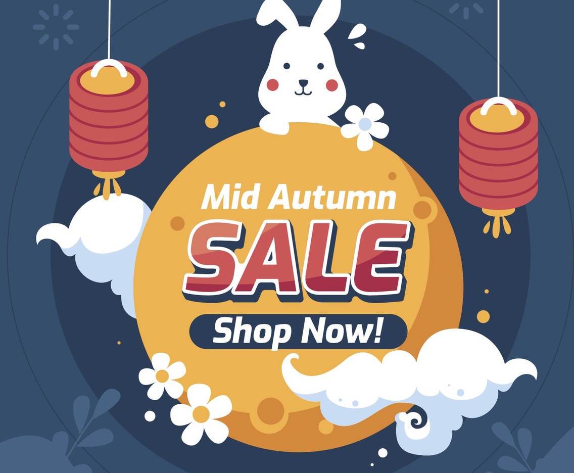 Mid Autumn Sale Poster With Cute Bunny