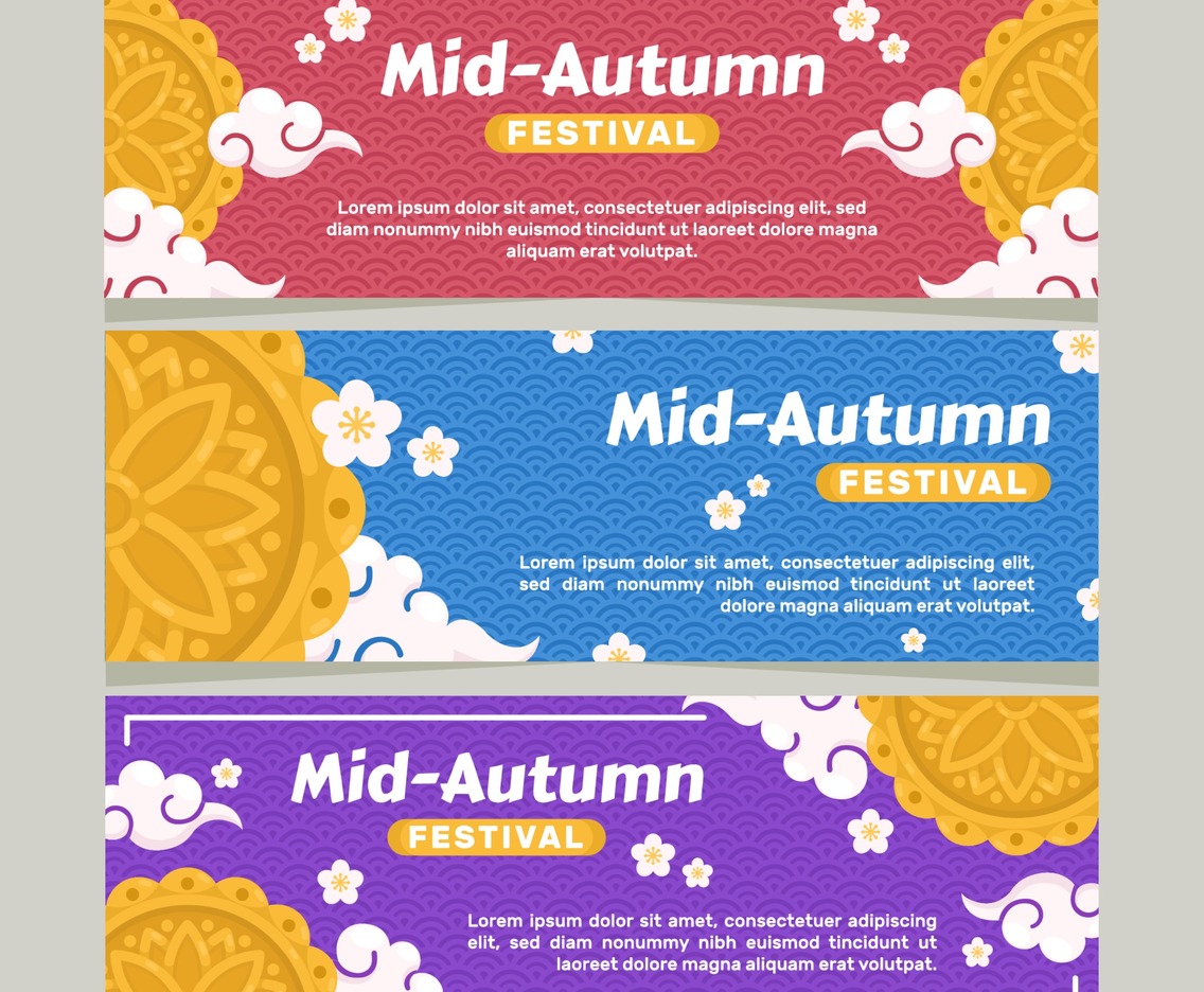 Set of Mid Autumn Banner