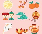 Set of Mid Autumn Festivity Element