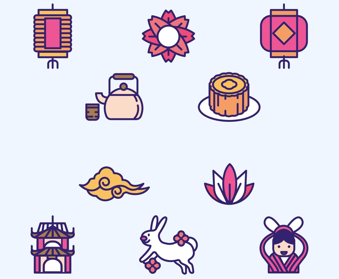 Mid Autumn Icon Set