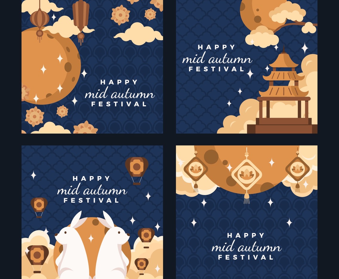 Moon and Rabbit Themed Mid Autumn Festival Card
