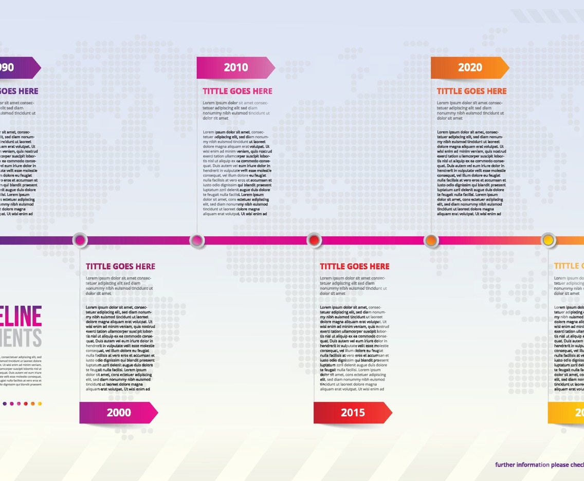 REVISE - Infographic Timeline with Dotted World Map as Background