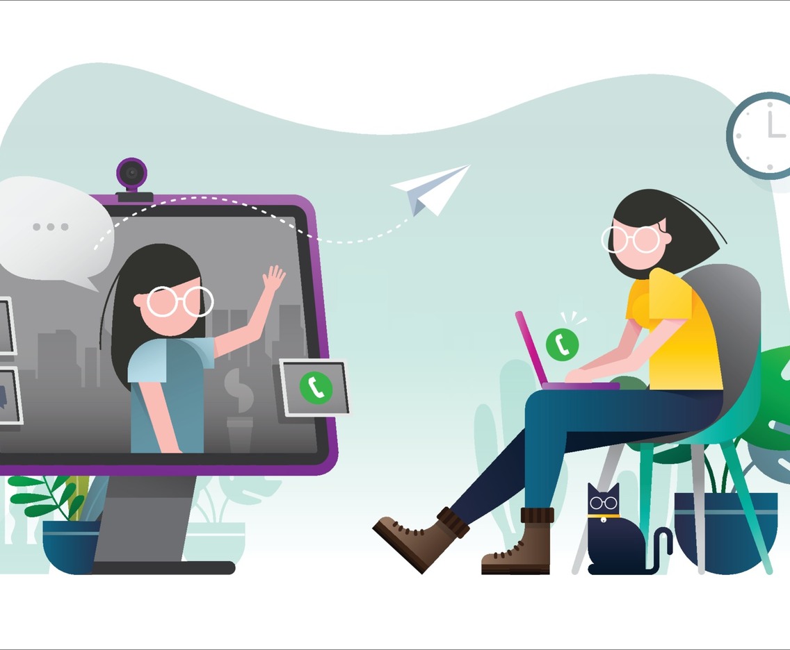 Two Girls in Virtual Meeting