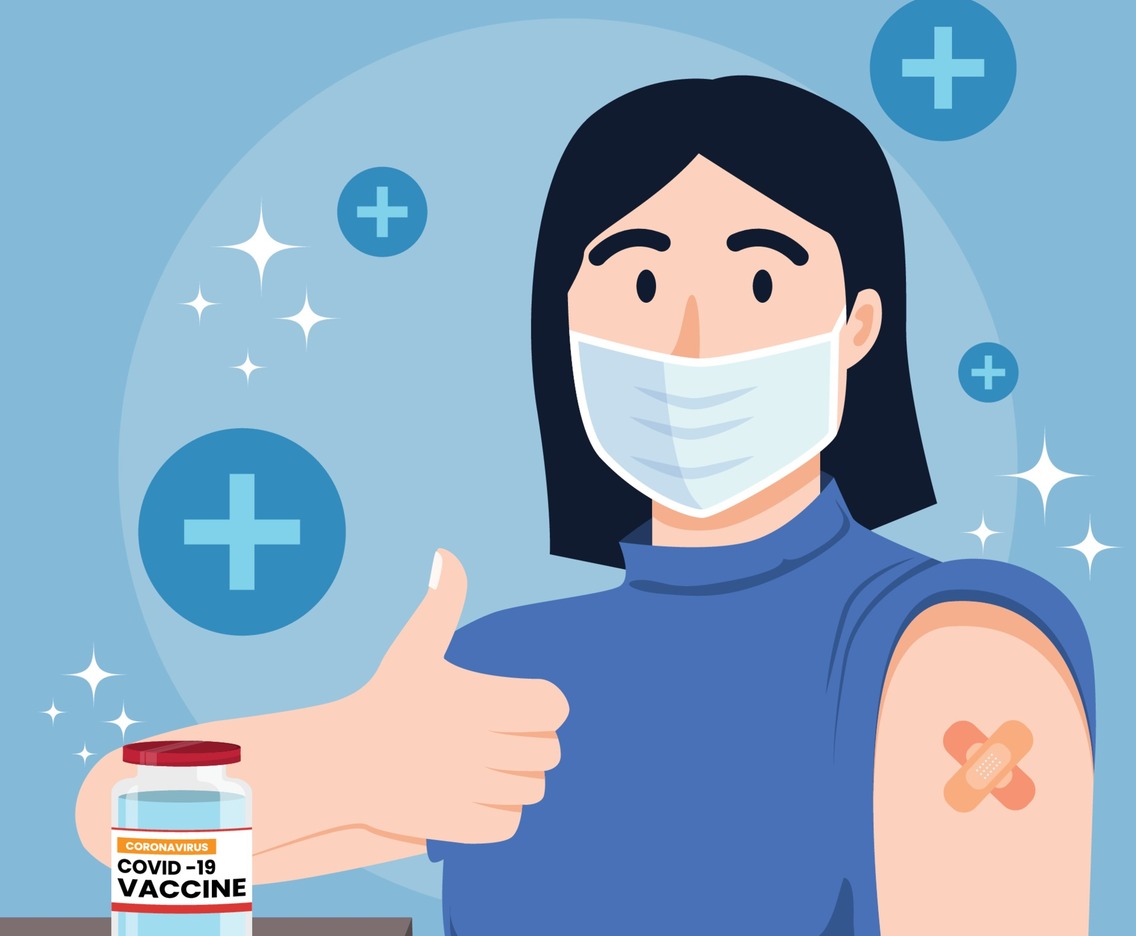 A Girl Posed after Got Covid Vaccine