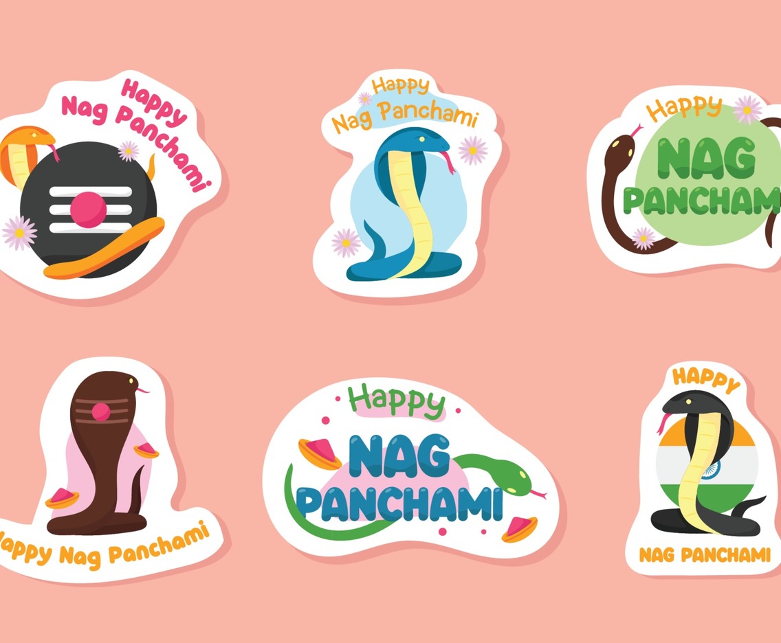 Sticker Set of Nag Panchami Celebration
