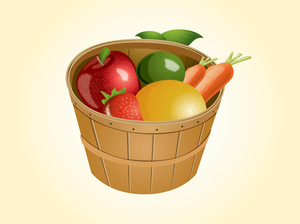 Fruit Basket Vector Art & Graphics 