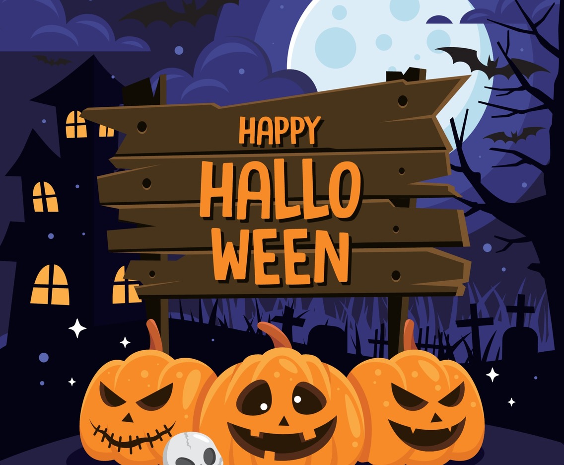 Flat Style of Happy Halloween Concept