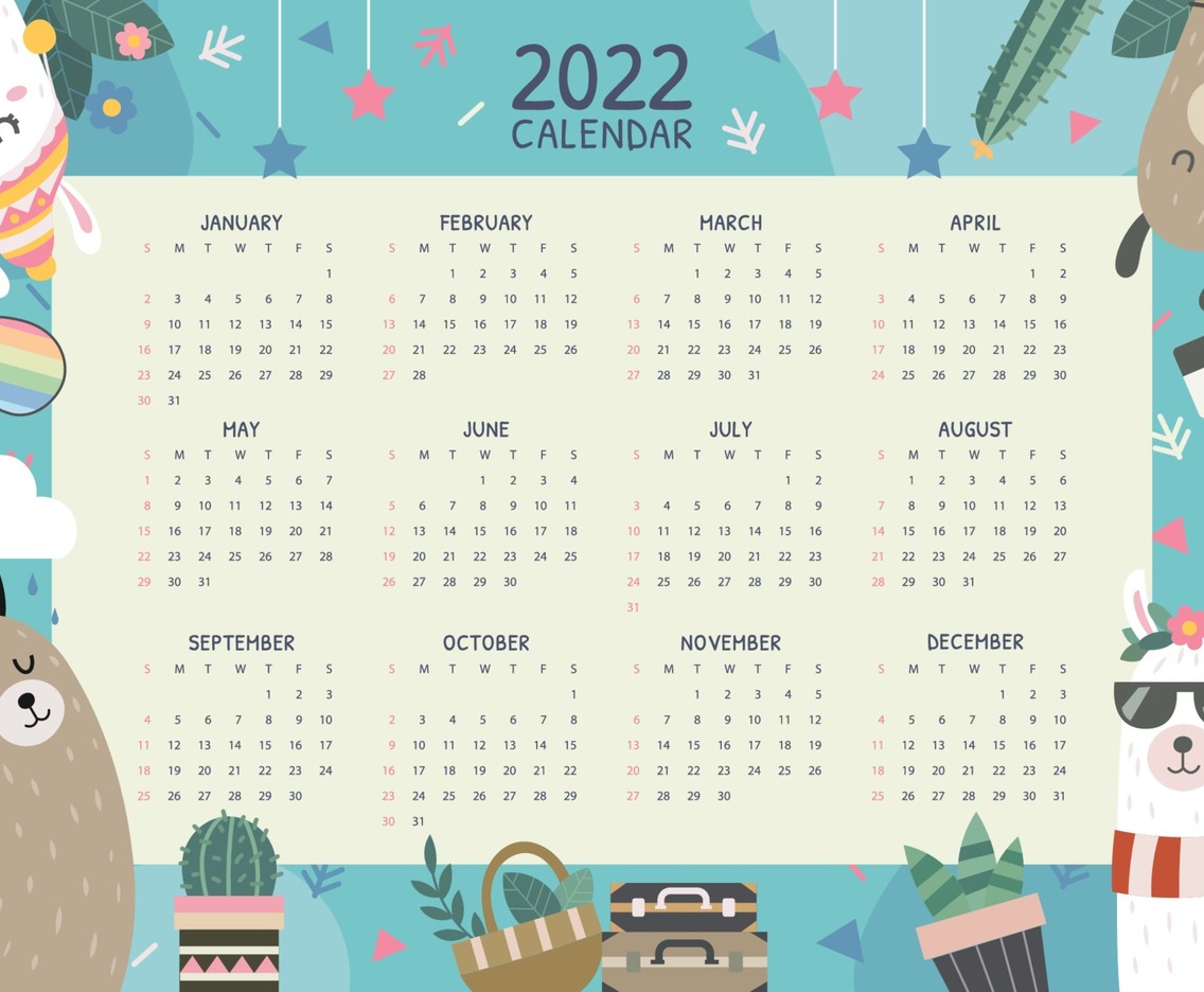 Cute Calendar 2022 with Alpaca