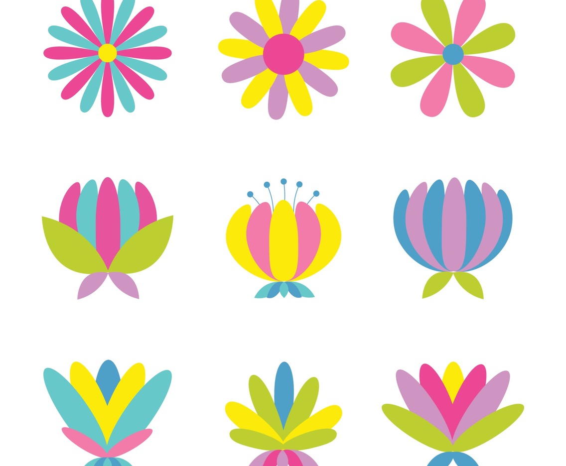 Colorful Flower Icon Set