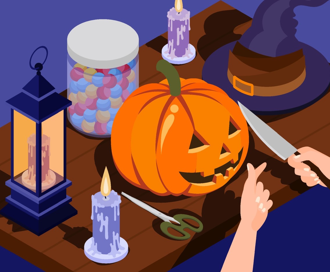 Autumn Activity for Halloween Preparation Concept