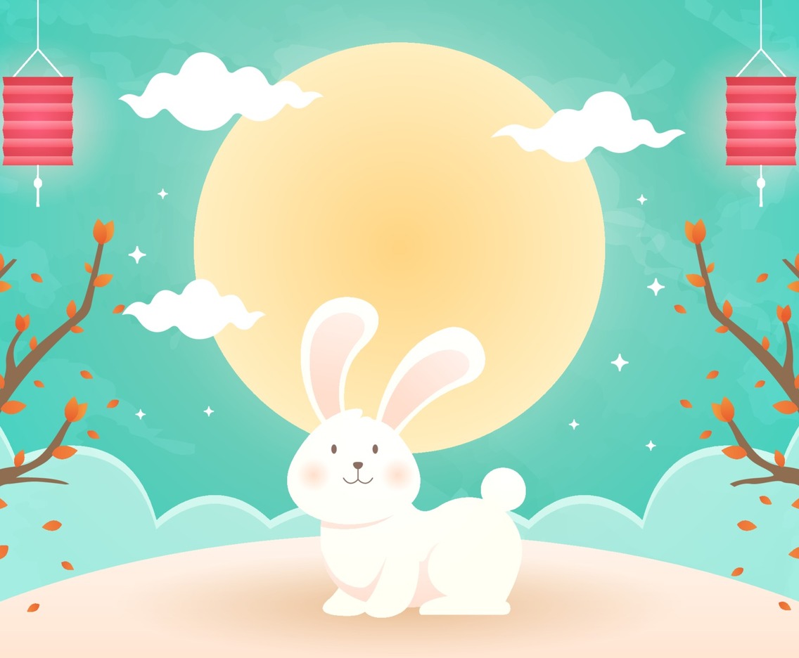 Mid Autumn Festival Background with Rabbit Character