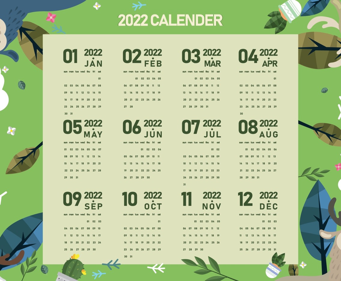 Cute Calendar of the Year 2022