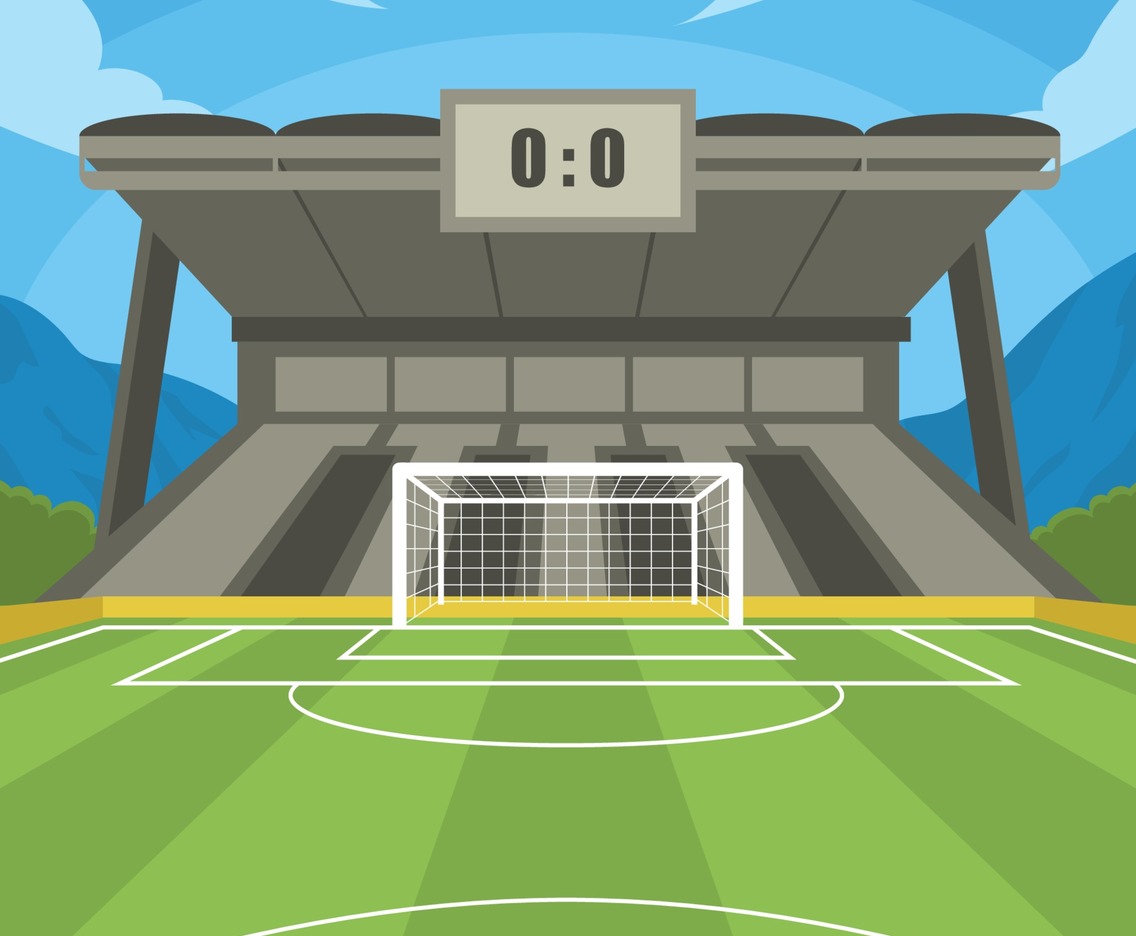 Football Stadium Between Mountain and Forest