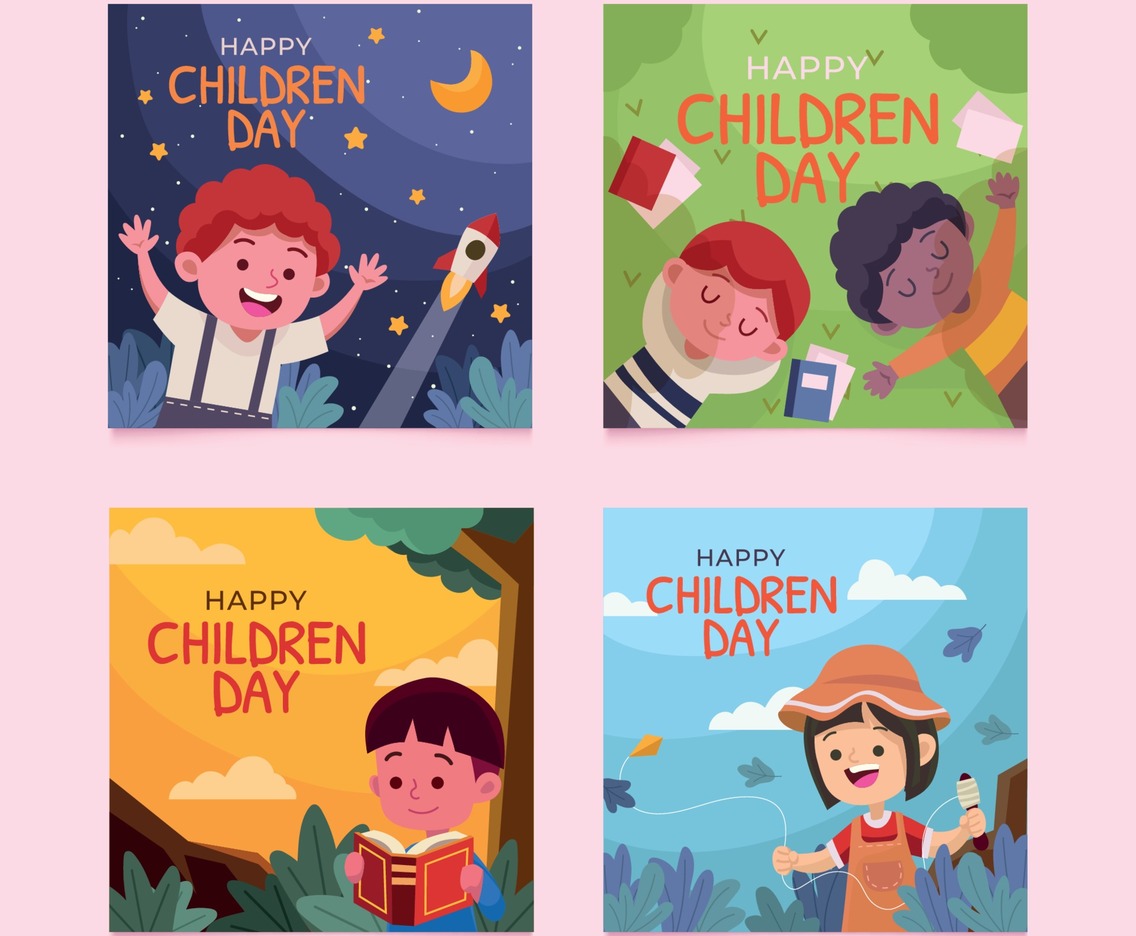 Set of Children Day for Social Media Post