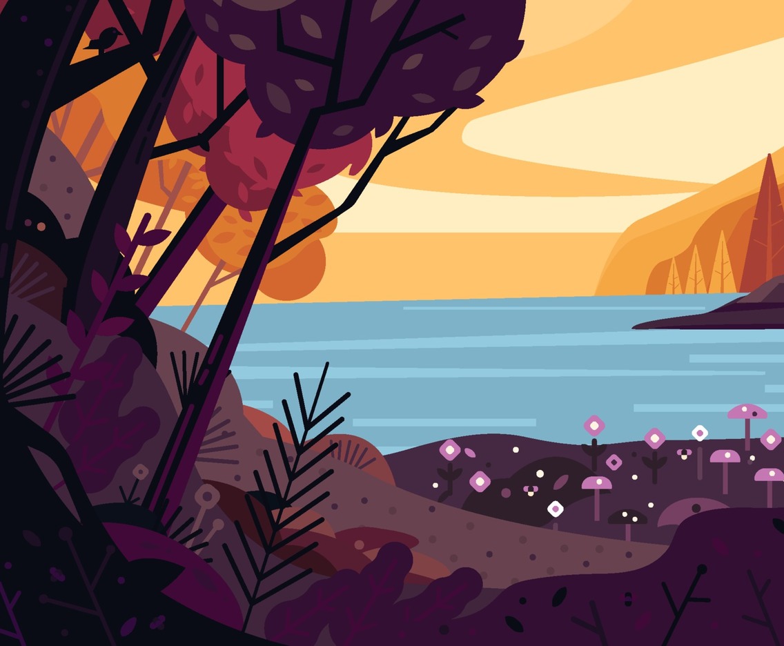 Sea View from Deep Nature Woods Background
