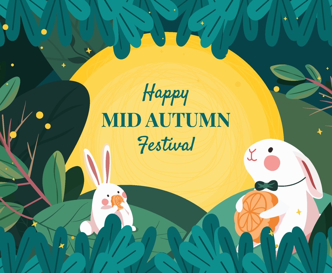 Rabbits Hold Moon Cake on Mid Autumn Festival