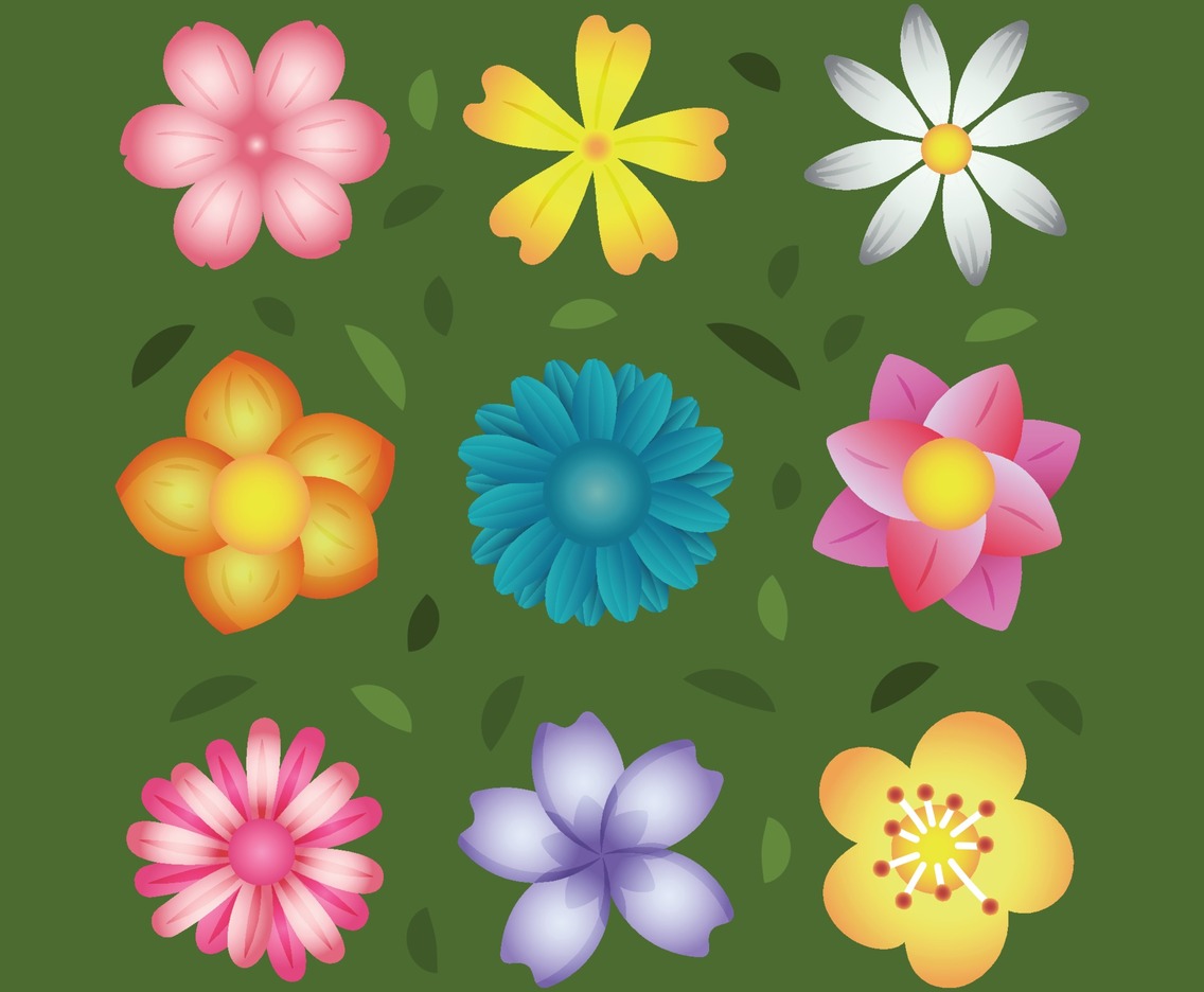 Colorful Flower Icon Template Set