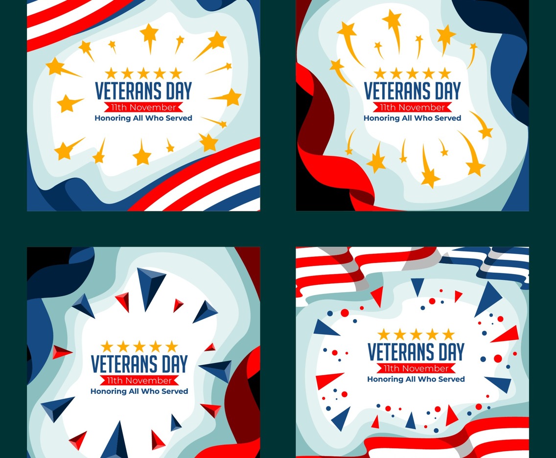US Veterans Day Social Media Template Set