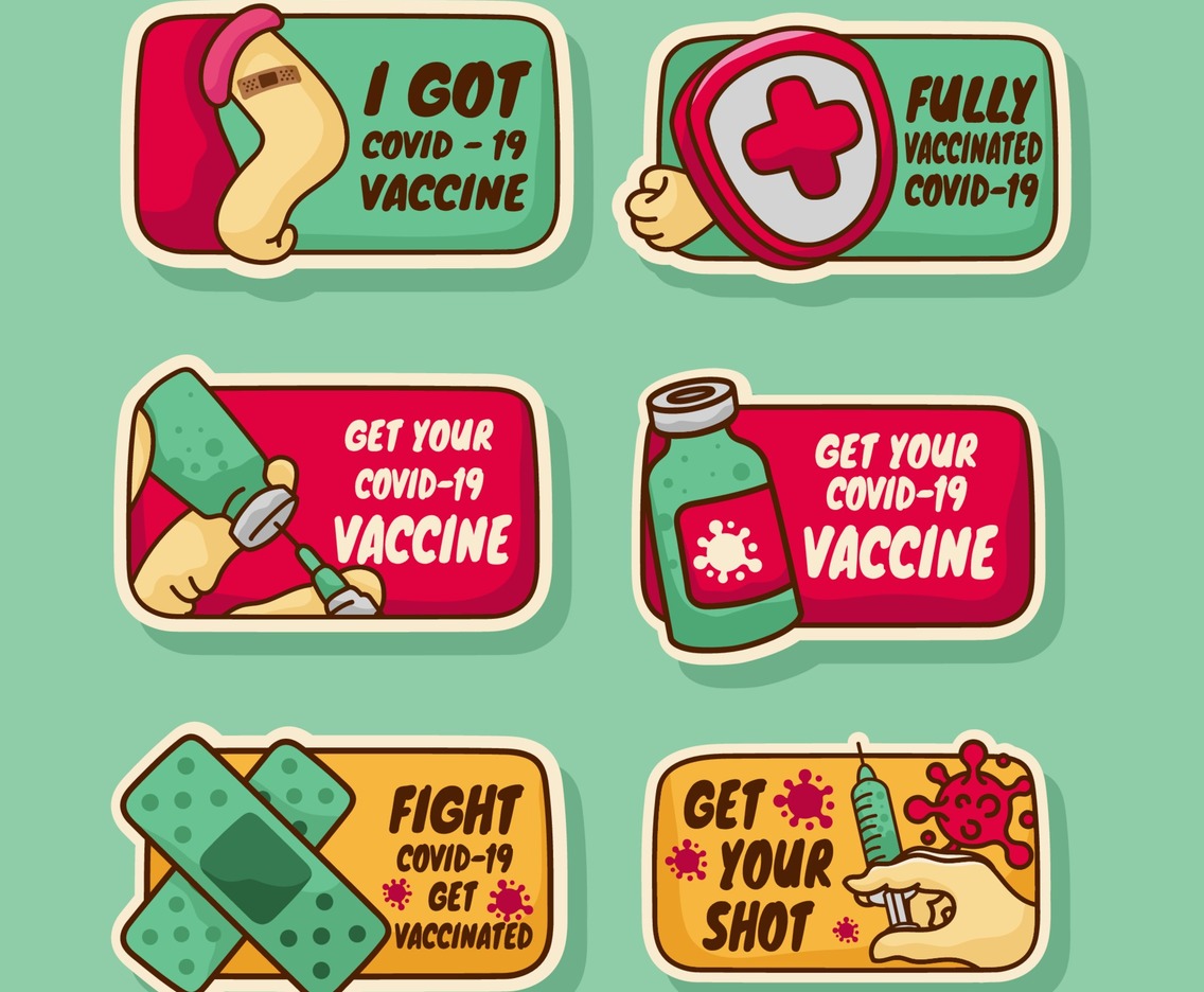 Cartoon Covid 19 Vaccine Sticker Collection