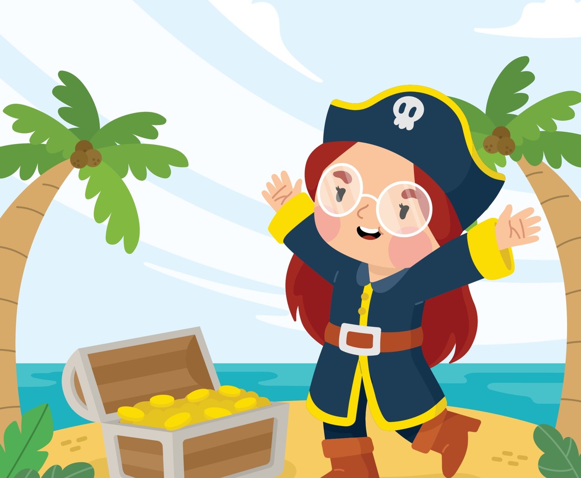 Pirate Girl on the Treasure Island