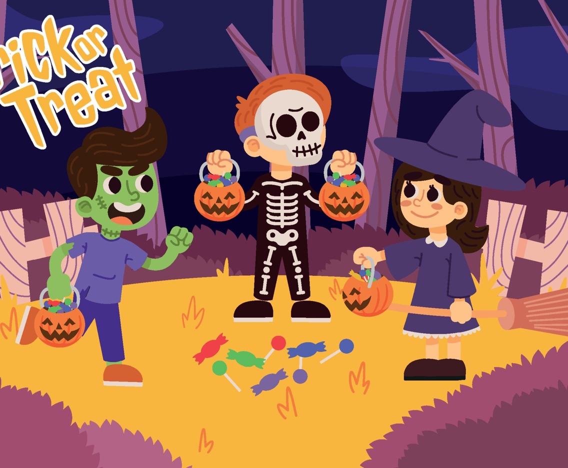 Group of Kids Celebrate Halloween Party