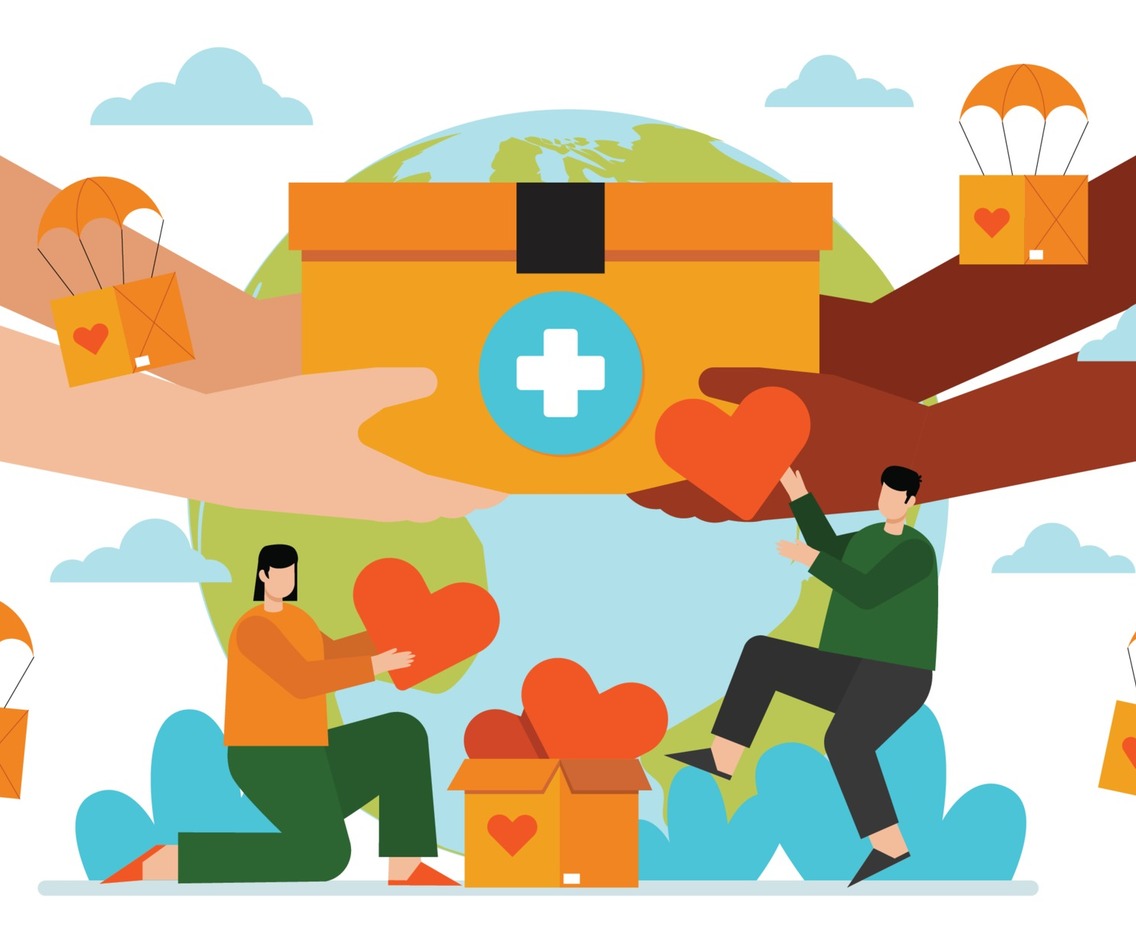 Flat World Humanitarian Concept