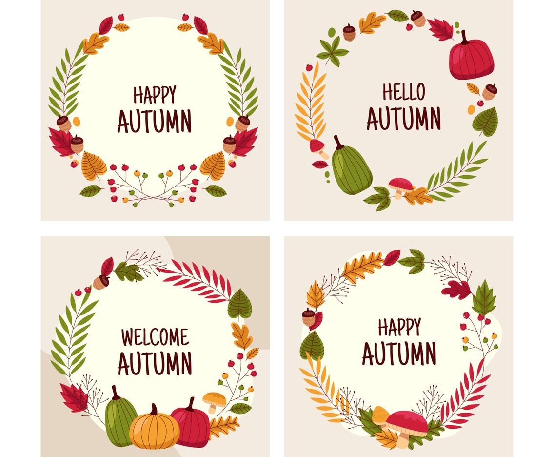 Wreath Autumn Leaves Card Pack