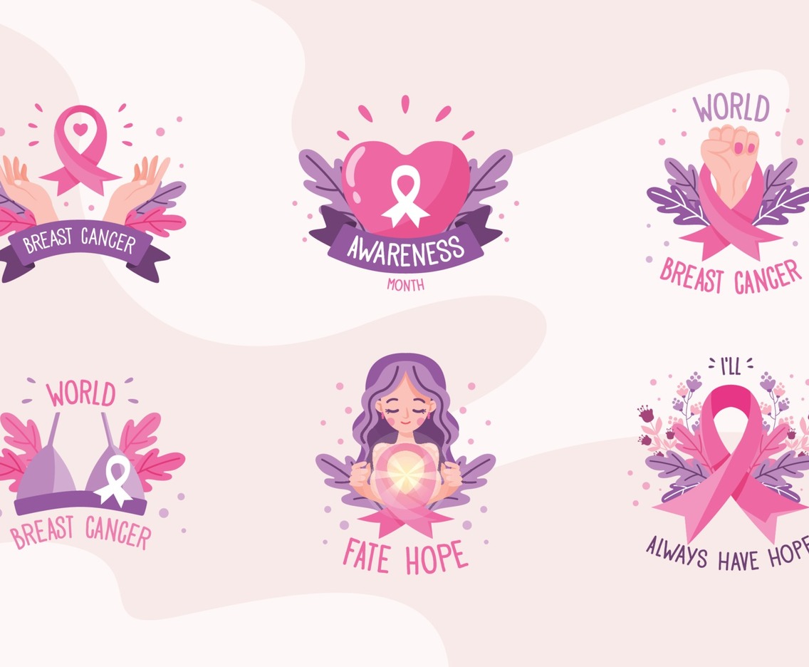 Cute Breast Cancer Awareness Stickers Set