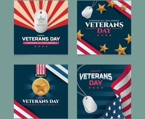 Set of US Veterans Day Social Media