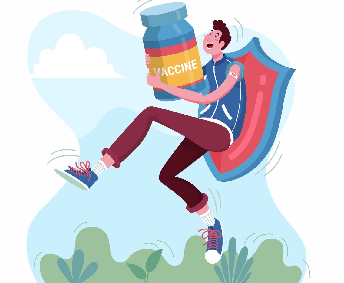 A Man Jumping Happily after got Covid Vaccine