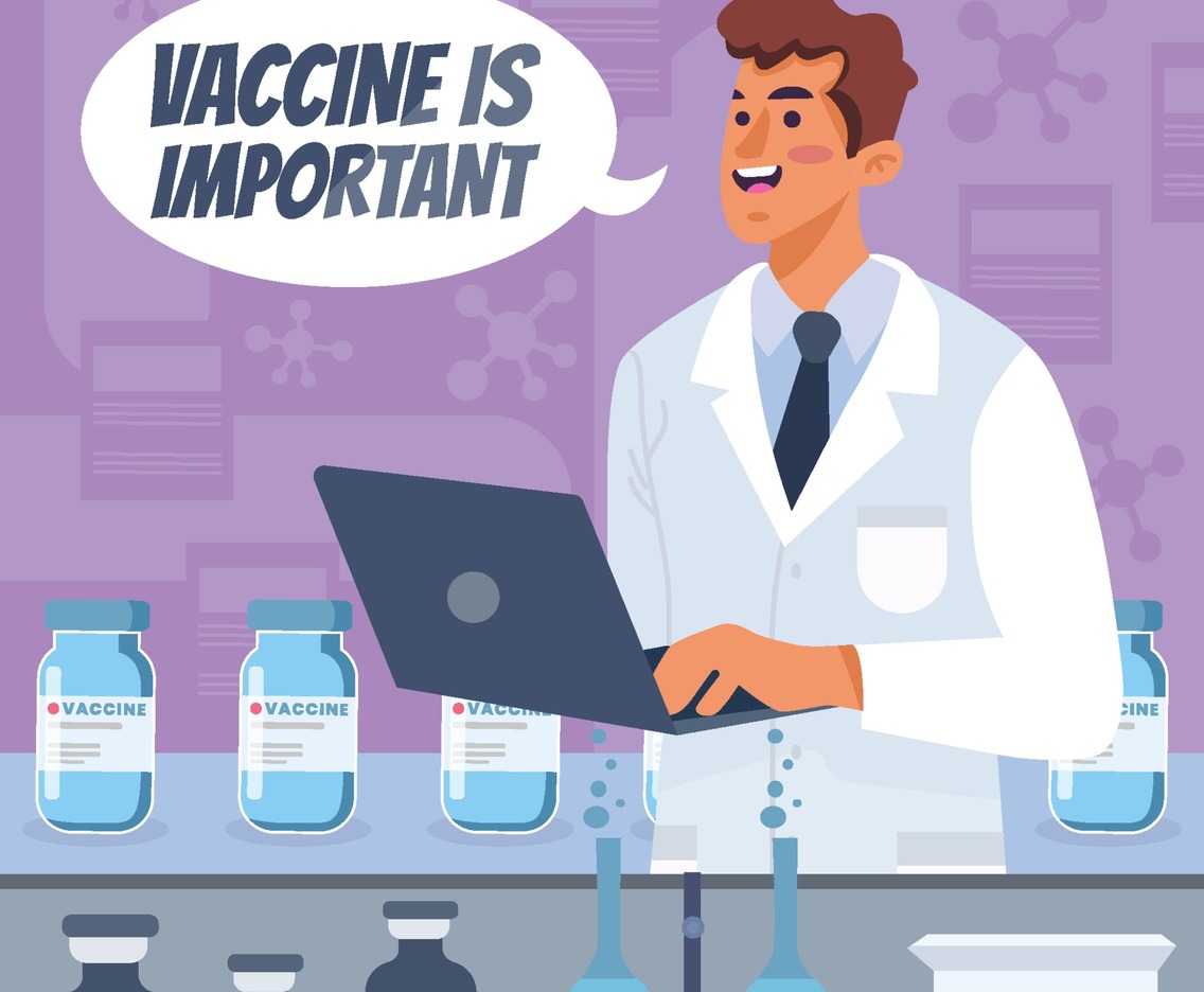 Doctor with Laptop Formulate Vaccines Formula