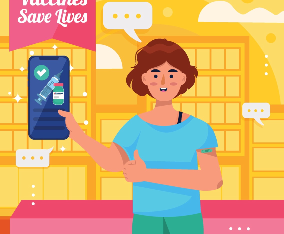 Girl Show Her Vaccination Certificate in Her Smartphone